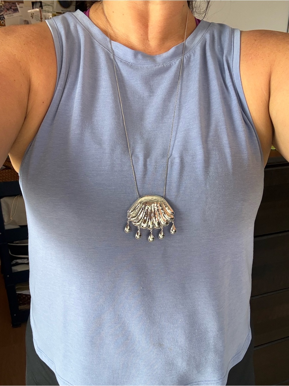 Anthropologie silver shell necklace